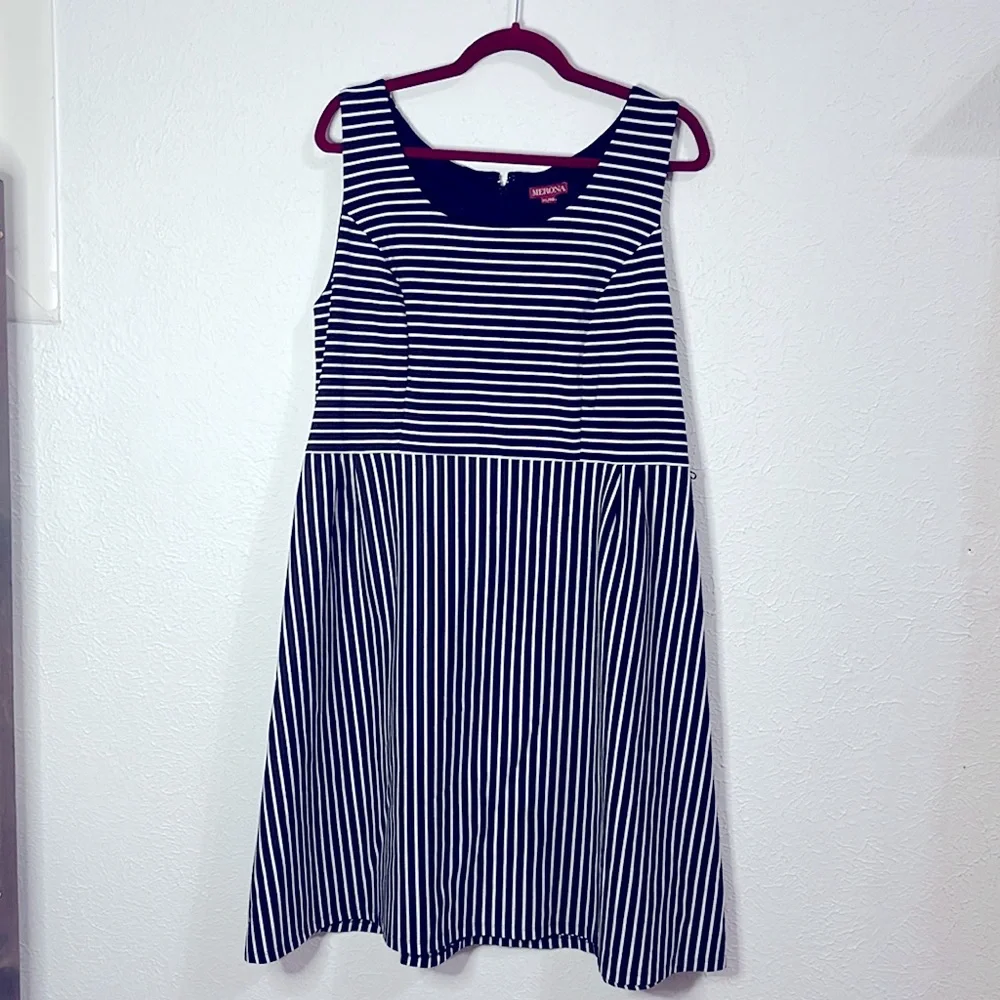 Black and white striped Merona size extra large dress sleeveless - Picture 1 of 4